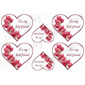 Szívek tulipánokkal - FOR MY BEST FRIEND felirattal