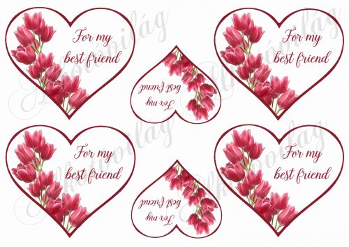 Szívek tulipánokkal - FOR MY BEST FRIEND felirattal