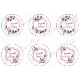   Legjobb barátnő rószaszín virágos és madárkás körökben