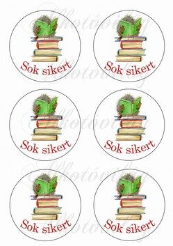 Kör alapok zöld könyves bagollyal- SOK SIKERT felirattal