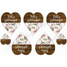   Fa és rózsamintás szívek - BOLDOG SZÜLETÉSNAPOT felirattal