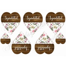 Fa és rózsamintás szívek - SZERETETTEL felirattal