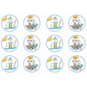   Balatoni képek - horgász és csónakázó emberkék körökben - GYENESDIÁS felirattal