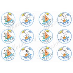   Balatoni képek - szörföző és fürdőző emberkék körökben