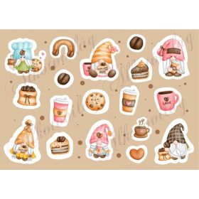 Kávés manók matricán