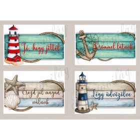 Tengerpartot idéző képek fa táblákkal - FELIRATOKKAL