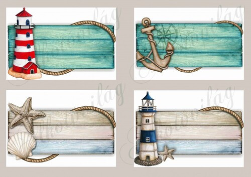 Tengerpartot idéző képek fa táblákkal