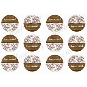 Fa és rózsamintás körök SZERETETEL felirattal