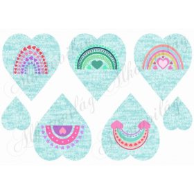 Szivárványok kötött mintás szíveken