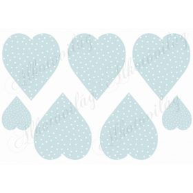 Fehér pöttyös szívek halványkék alapon