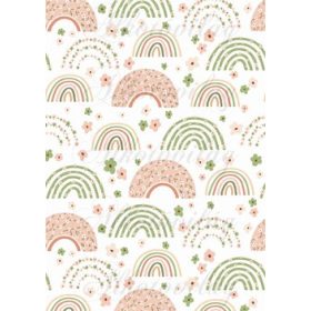   Szivárványok virágokkal zöldes-barackszínű árnyalatokban