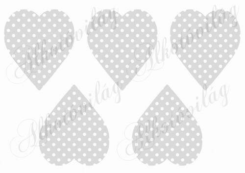 Szürke alapon fehér pöttyös duci szívek