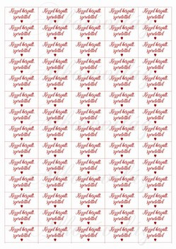 Termékcímke- KÉZZEL KÉSZÜLT SZERETETTEL felirattal - PIROS