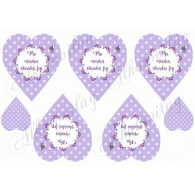   Lila alapon pöttyös szívek koszorúval - MA MINDEN SIKERÜLNI FOG felirattal