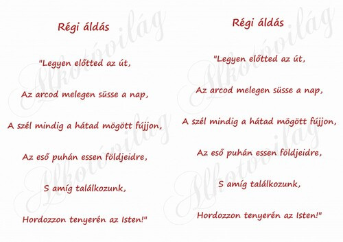 Régi áldás 2 db PIROSBAN