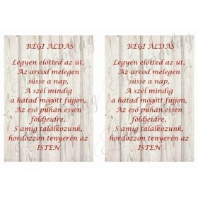Régi áldás idézet fa alapon PIROSSAL 2 db