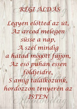 Régi áldás idézet fa alapon PIROSSAL