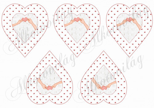 Apró mintás szívek szívet tartó kezekkel