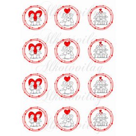   Kézzel rajzolt fiú-lány szíves koszorúkban VALENTIN napra - KICSIBEN