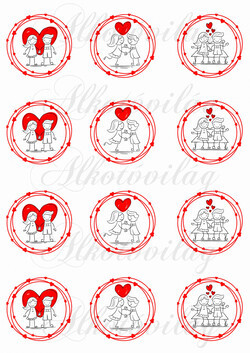 Kézzel rajzolt fiú-lány szíves koszorúkban VALENTIN napra - KICSIBEN