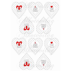   Kézzel rajzolt fiú-lány szürke apró szíves szívekben - KICSIBEN