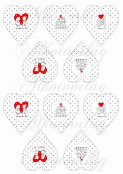 Kézzel rajzolt fiú-lány szürke apró szíves szívekben - KICSIBEN