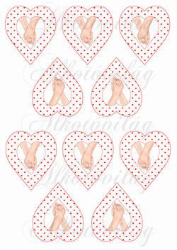 Piros apró szív mintás szívek összekulcsolt kezekkel - KICSIBEN
