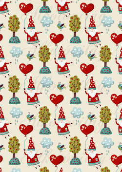 Valentin napi cuki manók szíves lufival, kismadarakkal