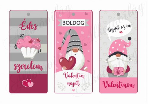 Valentin napi kártyák cuki manókkal, feliratokkal