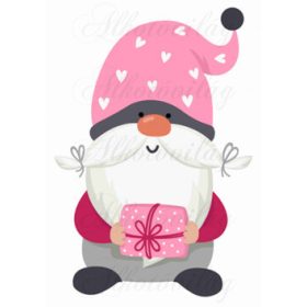 Valentin napi manó rózsaszín sapiban ajándékcsomaggal