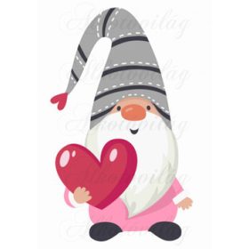 Valentin napi manó szürke sapiban szívvel