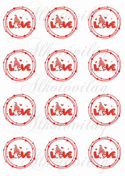 Valentin napi manók LOVE felirattal szíves koszorúban - KICSIBEN