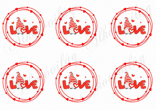 Valentin napi manók LOVE felirattal szíves koszorúban