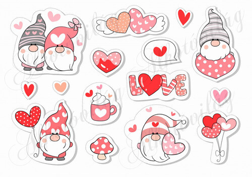 Valentin napi manók pasztell színekkel - SZEMEKKEL