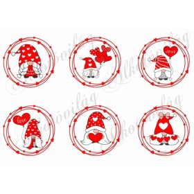 Valentin napi manók szív lufikkal szíves koszorúkban