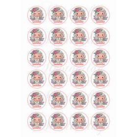   Angyalka rózsás fejpánttal 4 cm-es körökben SZERETETTEL felirattal