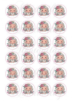 Angyalka rózsás fejpánttal 4 cm-es körökben