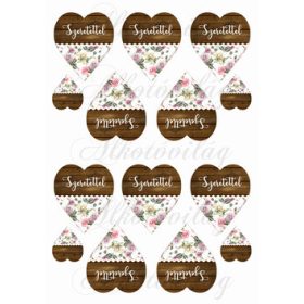   Fa és rózsa mintás szívek SZERETETTEL felirattal kicsiben
