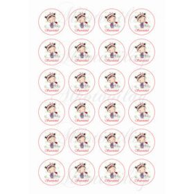 Kislány 4 cm-es körökben SZERETETTEL felirattal