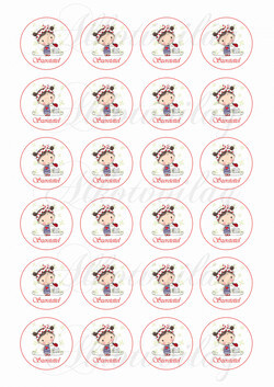 Kislány 4 cm-es körökben SZERETETTEL felirattal