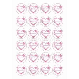 Rózsaszín virágos szív - SZERETETTEL FELIRATTAL