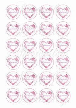 Rózsaszín virágos szív - SZERETETTEL FELIRATTAL