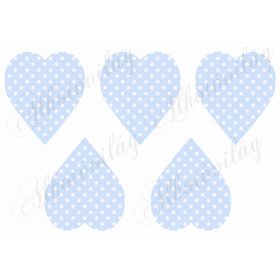 Kék alapon fehér pöttyös duci szívek