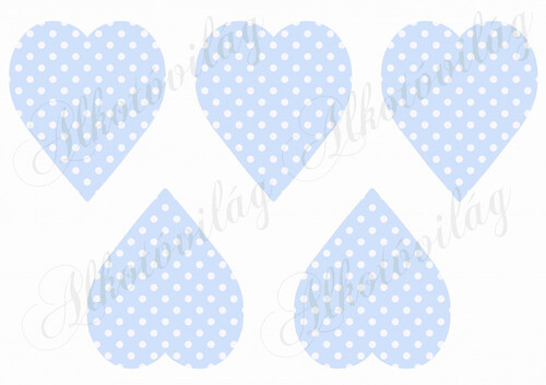 Kék alapon fehér pöttyös duci szívek