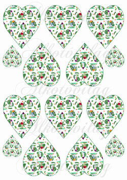 Vidám házikók levelekkel szíveken KICSIBEN