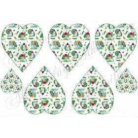 Vidám házikók levelekkel szíveken