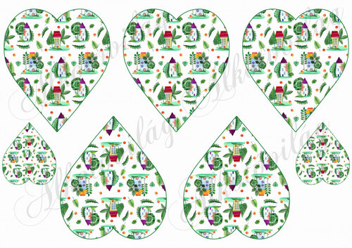 Vidám házikók levelekkel szíveken