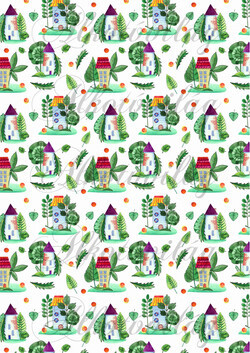 Vidám házikók levelekkel