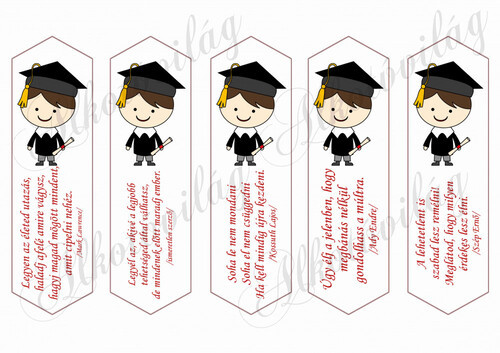 Ballagási könyvjelzők idézetekkel - barna hajú fiú