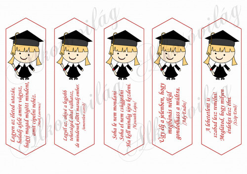 Ballagási könyvjelzők idézetekkel - szőke hajú lány